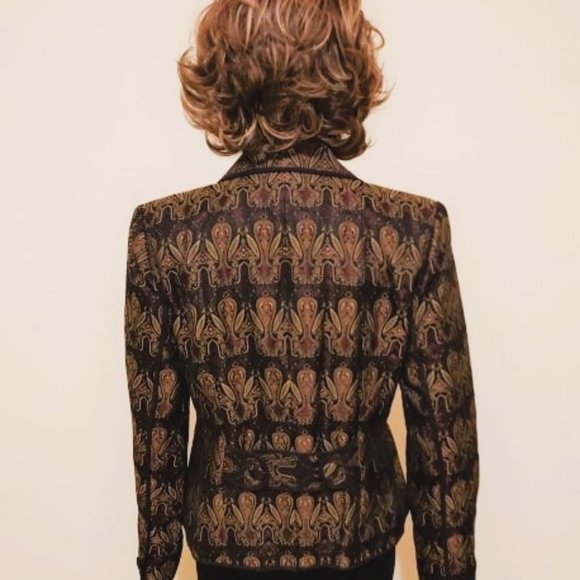Vintage Liz Claiborne Brown Paisley Lined Blazer with Shoulder Pads Size 6 NWOT - Picture 3 of 6